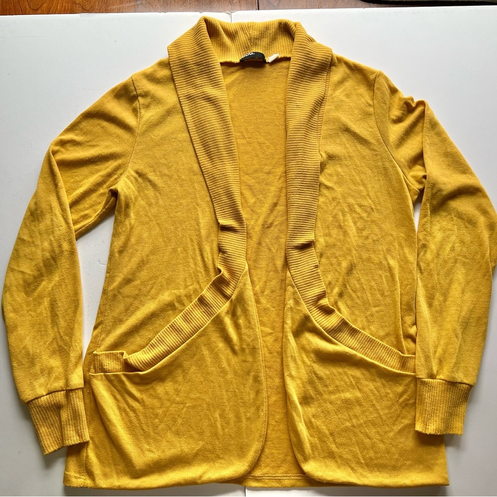 BDG open front cardigan in mustard yellow size Large
